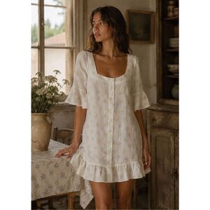 NWT Sleeper Marseille mini dress linen daisy, Tuckernuck Large $270